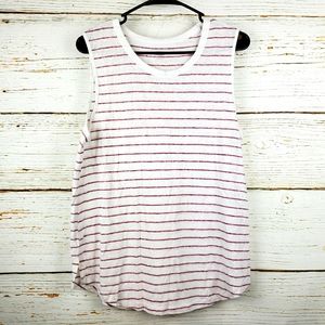 Old Navy White and Pink Striped Tank Top